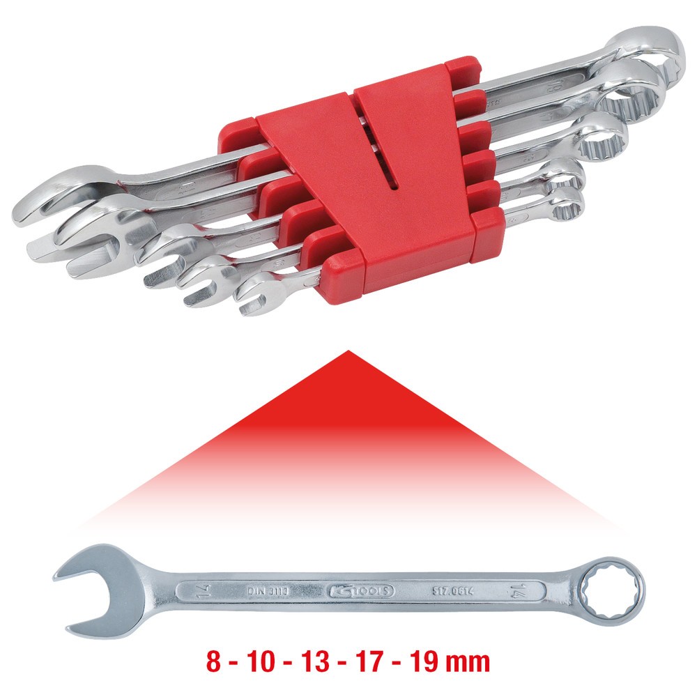 Produktabbildung Nr. 2: KS TOOLS Ringmaulschlüssel-Satz, abgewinkelt, 5-tlg 8-19mm