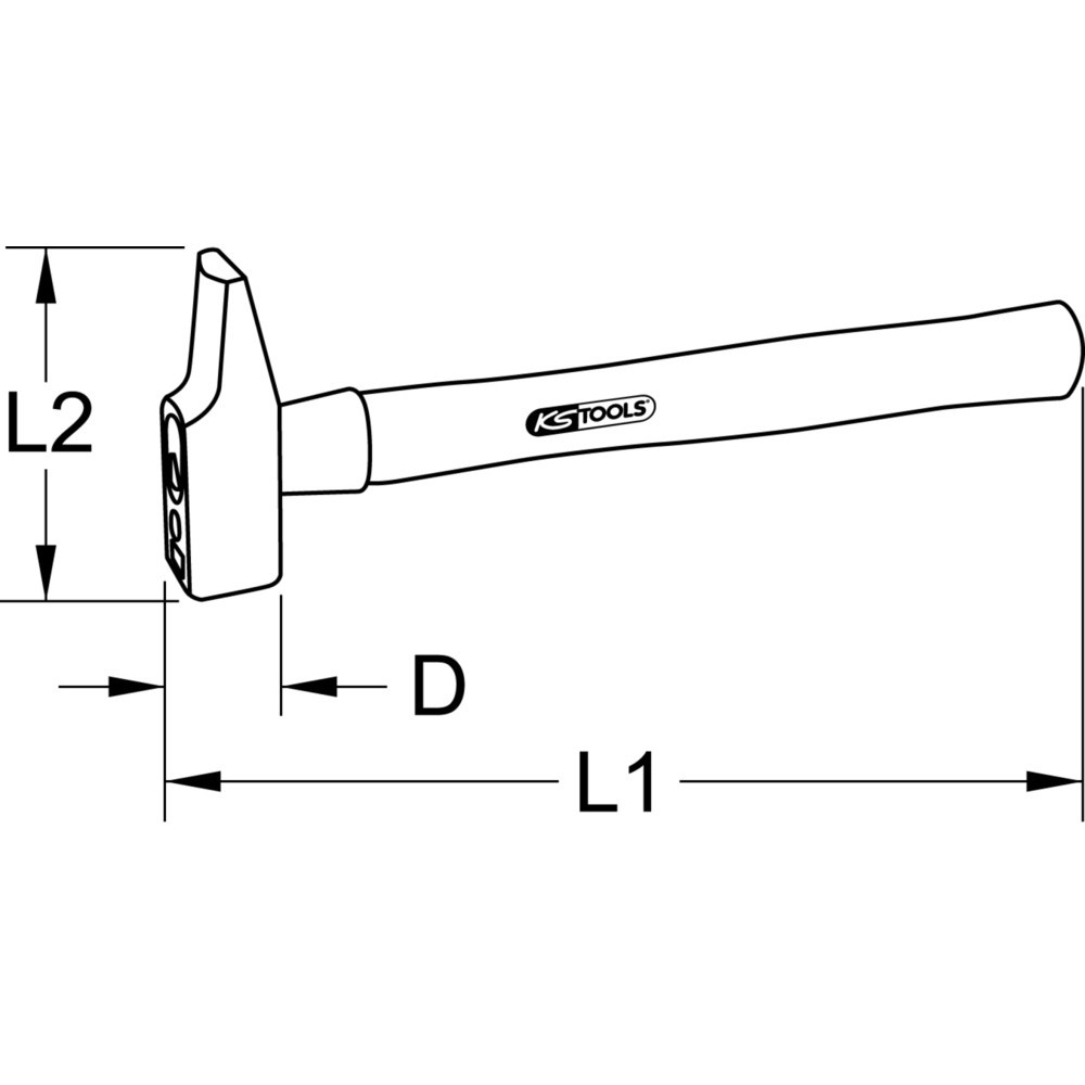 Produktabbildung Nr. 5: KS TOOLS Schlosserhammer, Hickory-Stiel, französische Form, 250g