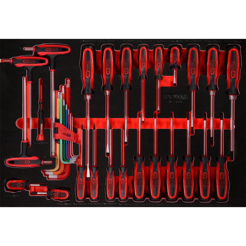 Produktabbildung: KS TOOLS Schraubendreher-Satz in Schaumstoffeinlage, 34-tlg