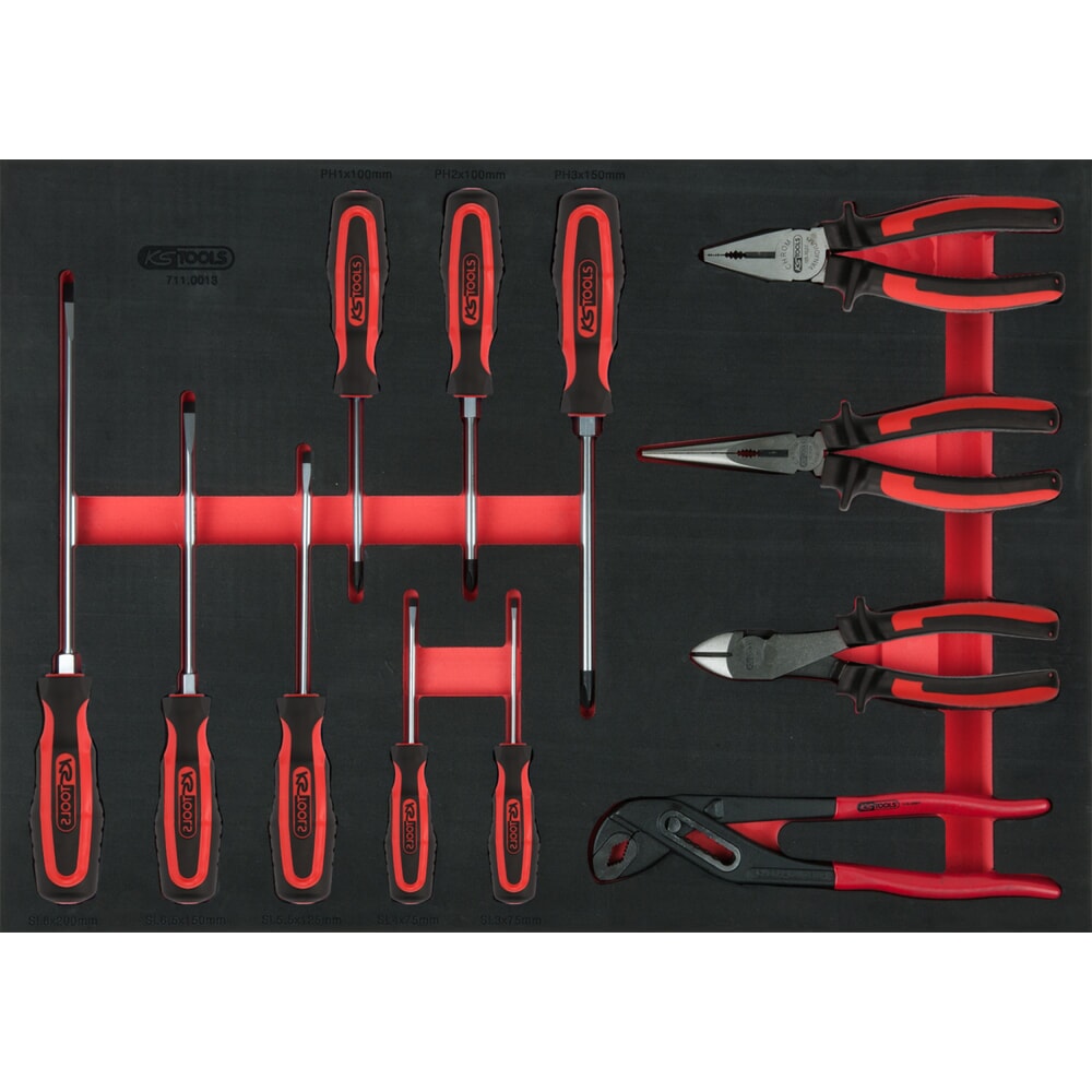 Produktabbildung Nr. 1: KS TOOLS Schraubendreher- und Zangen-Satz, 12-tlg in 1/1 Systemeinlage