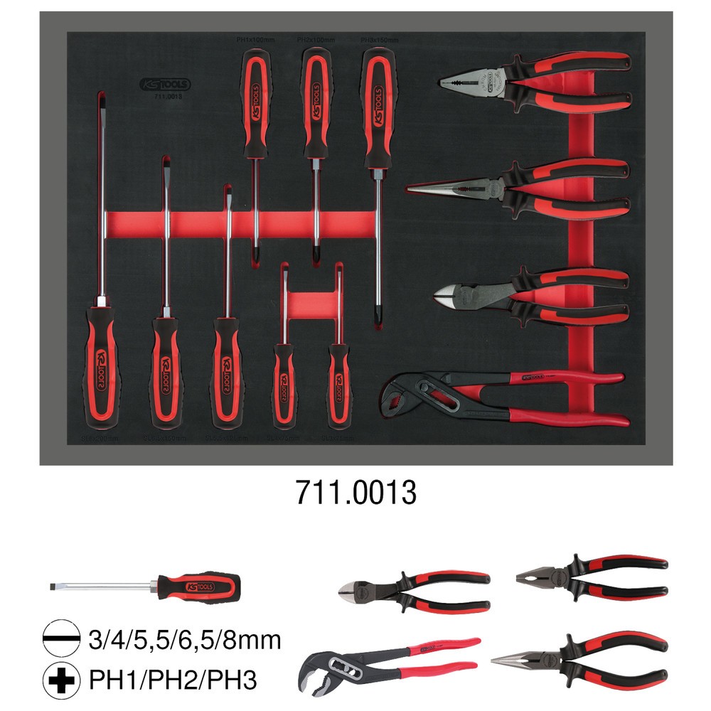 Produktabbildung: KS TOOLS Schraubendreher- und Zangen-Satz, 12-tlg in 1/1 Systemeinlage