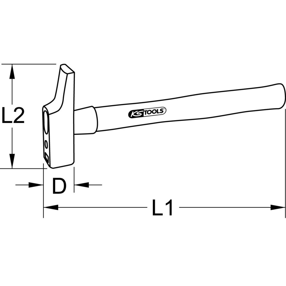 Produktabbildung Nr. 5: KS TOOLS Schreinerhammer, Hickory-Stiel, französische Form, 200g