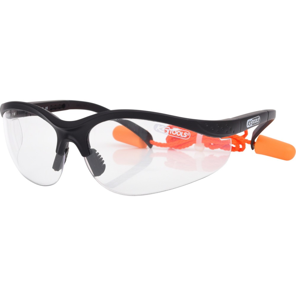 Produktabbildung: KS TOOLS Schutzbrille-transparent, mit Ohrstöpsel