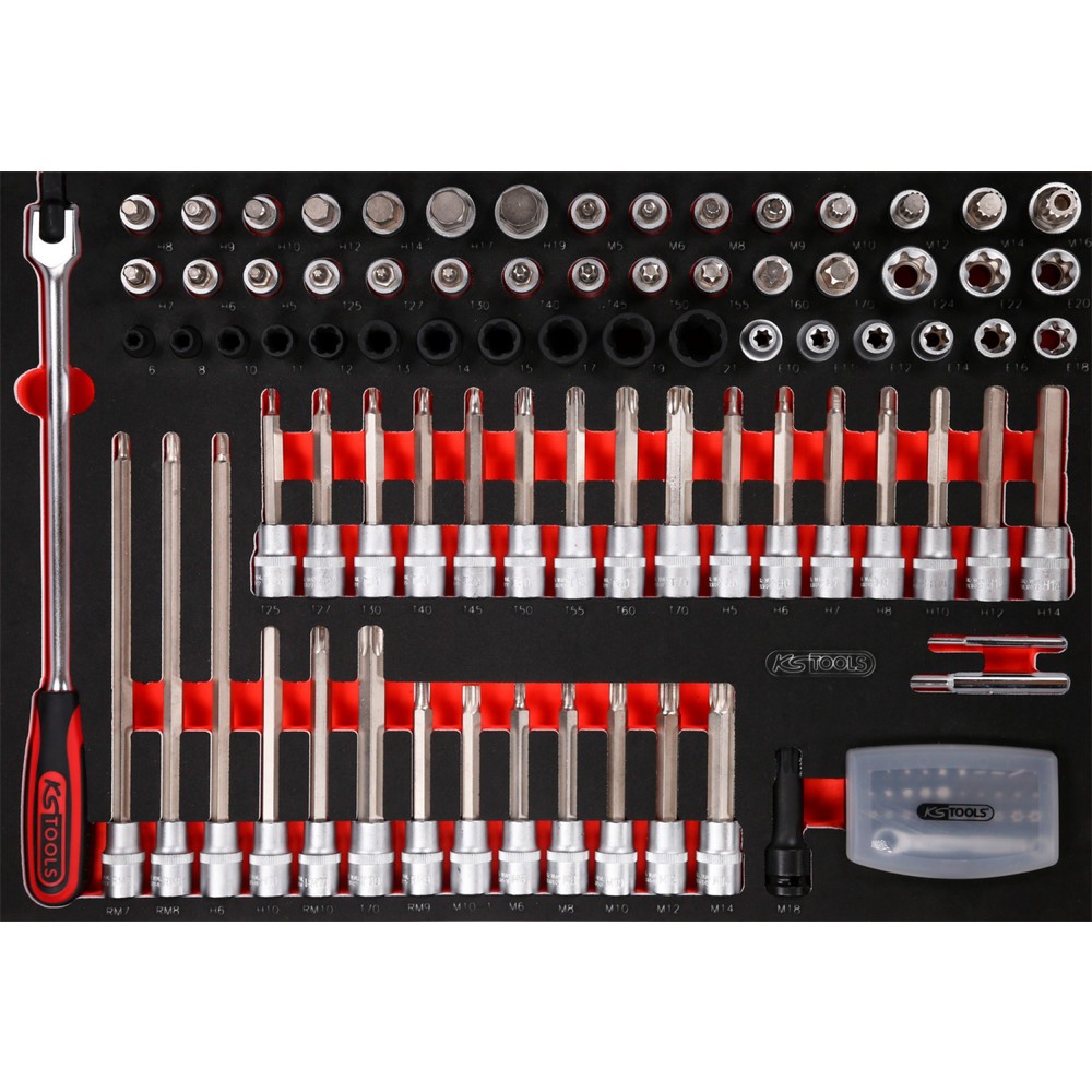 Produktabbildung: KS TOOLS 1/2'' Bit-Stecknuss-Satz in Schaumstoffeinlage, 111-tlg