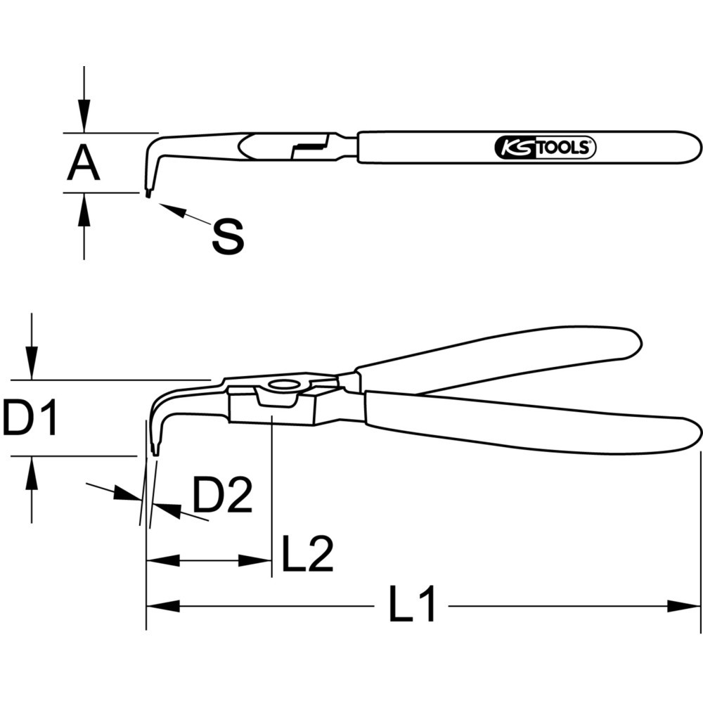 Produktabbildung Nr. 5: KS TOOLS Innen-Sicherungszange, abgewinkelt, 12-25 mm