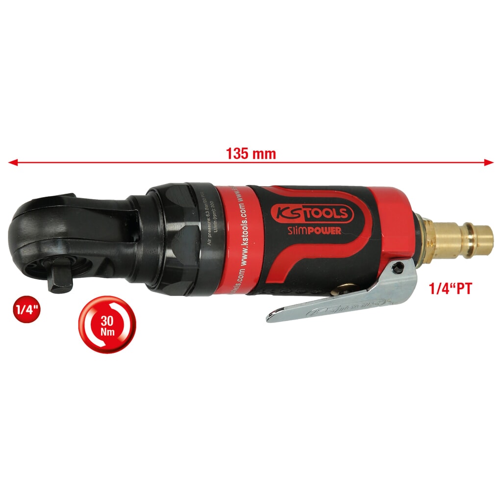 Produktabbildung Nr. 1: KS TOOLS 1/4" SlimPOWER Mini-Druckluft-Umschaltratsche 30Nm