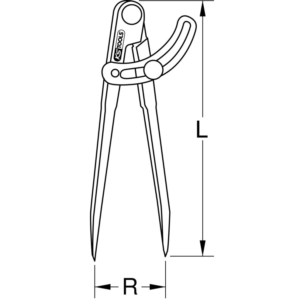 Produktabbildung: KS TOOLS Spitzzirkel mit Stellbogen, 400mm