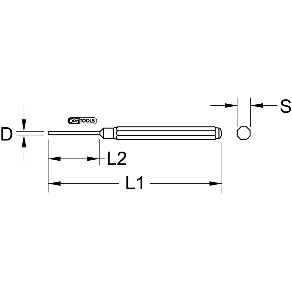 Produktabbildung: KS TOOLS Durchtreiber, lang, 8-kant, Ø 3mm