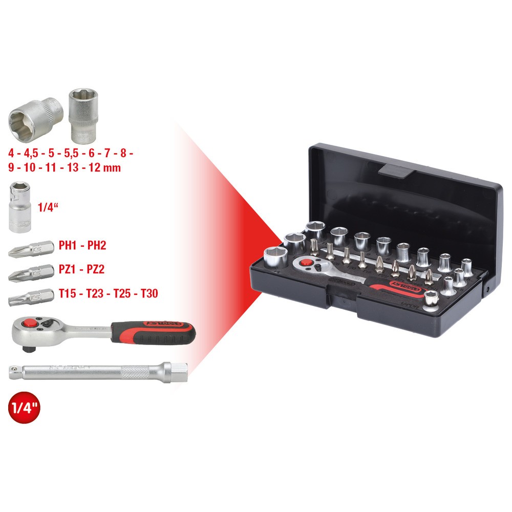 Produktabbildung: KS TOOLS 1/4" Steckschlüssel-Satz, 23-tlg