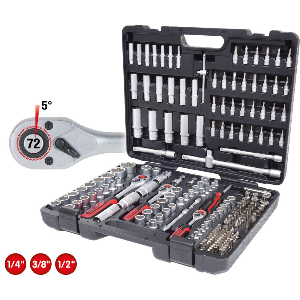 Produktabbildung: KS TOOLS 1/4"+3/8"+1/2" Steckschlüssel-Satz, 195-tlg