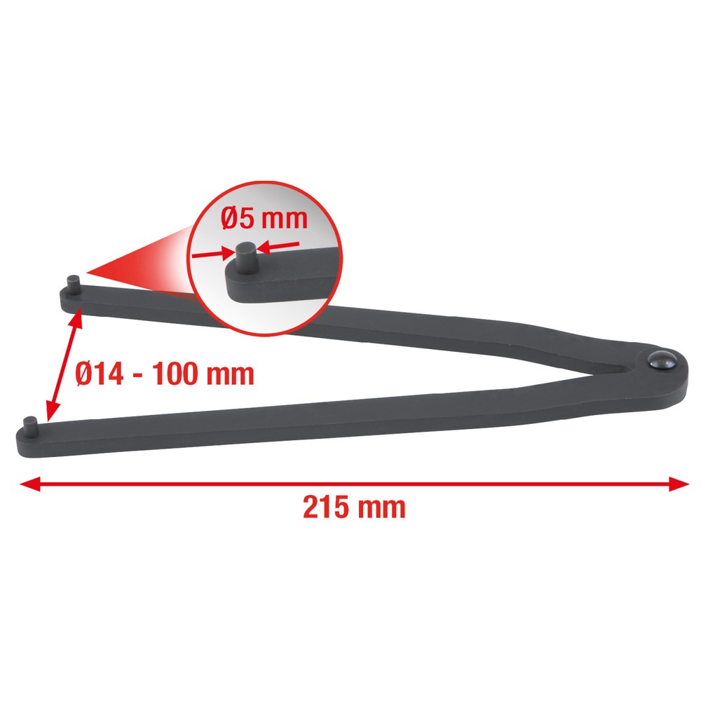 Produktabbildung Nr. 3: KS TOOLS Stirnlochschlüssel Ø 14 - 100 mm mit Zapfendurchmesser 5,0 mm