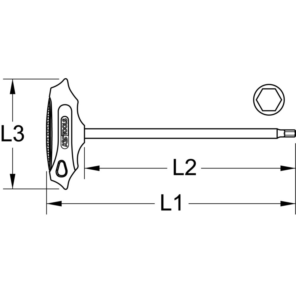 Produktabbildung Nr. 2: KS TOOLS T-Griff-Innensechskant-Schlüssel, 2mm, 130mm