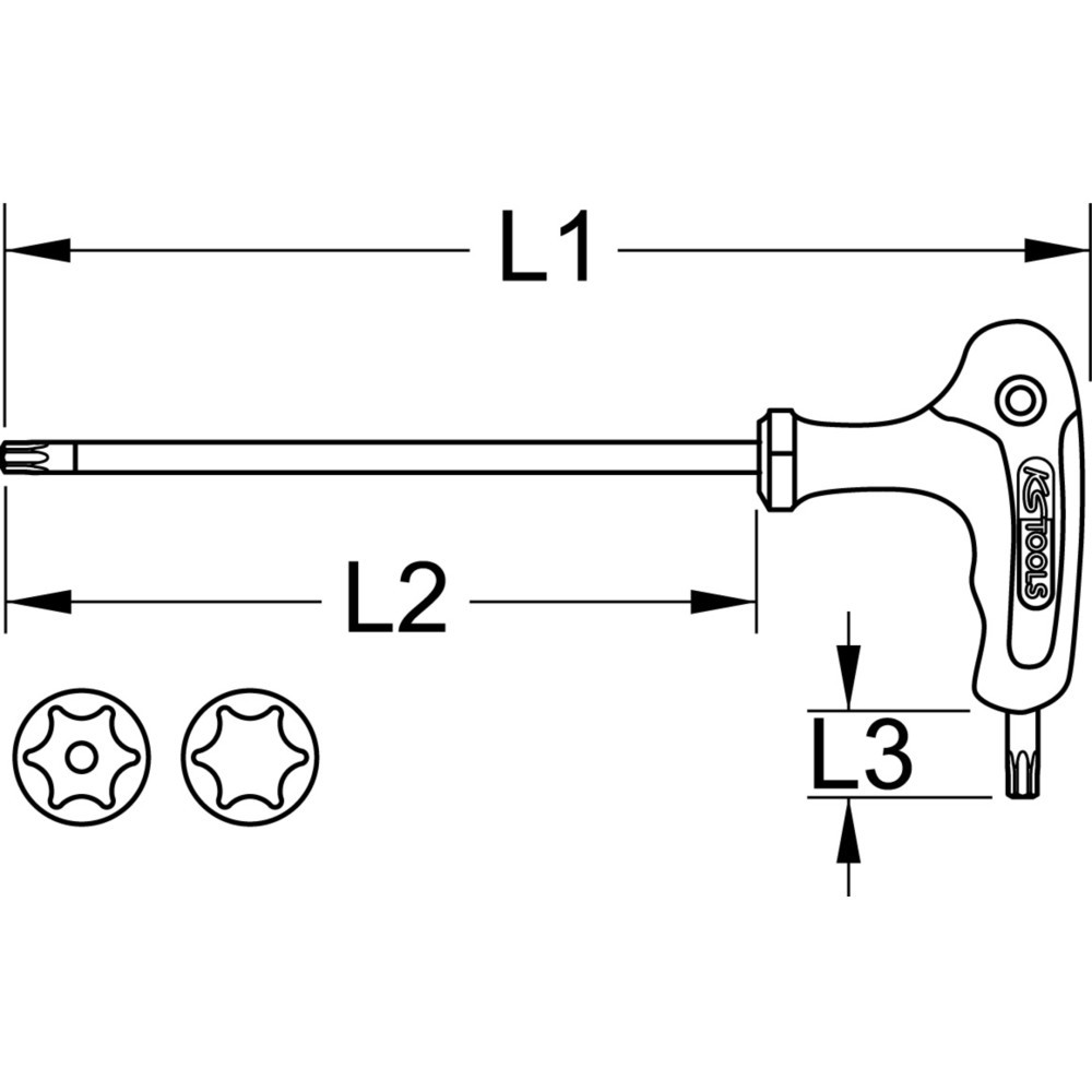 Produktabbildung Nr. 6: KS TOOLS T-Griff-Torx-Winkelstiftschlüssel,Bohrung, TB10