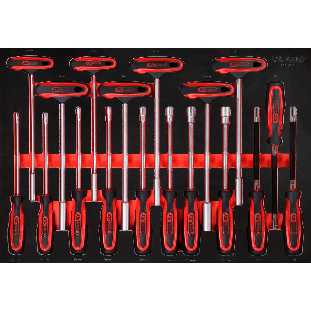 KS TOOLS T-Griff-Winkelstiftschlüssel-Satz in Schaumstoffeinlage, 18-tlg Produktabbildung: KS TOOLS T-Griff-Winkelstiftschlüssel-Satz in Schaumstoffeinlage, 18-tlg