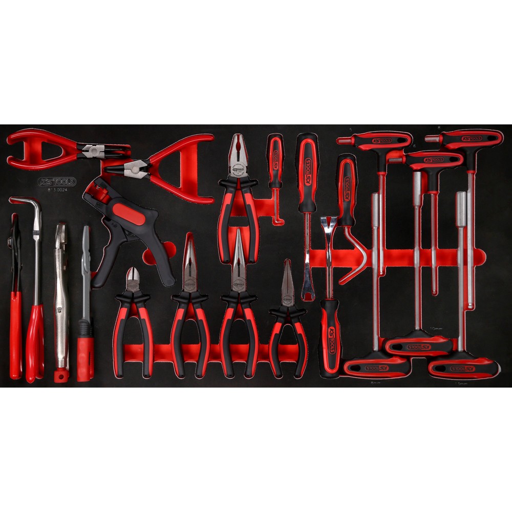 KS TOOLS T-Griff-Winkelstiftschlüssel- / und Zangen-Satz in Schaumstoffeinlage, 24-tlg Produktabbildung: KS TOOLS T-Griff-Winkelstiftschlüssel- / und Zangen-Satz in Schaumstoffeinlage, 24-tlg