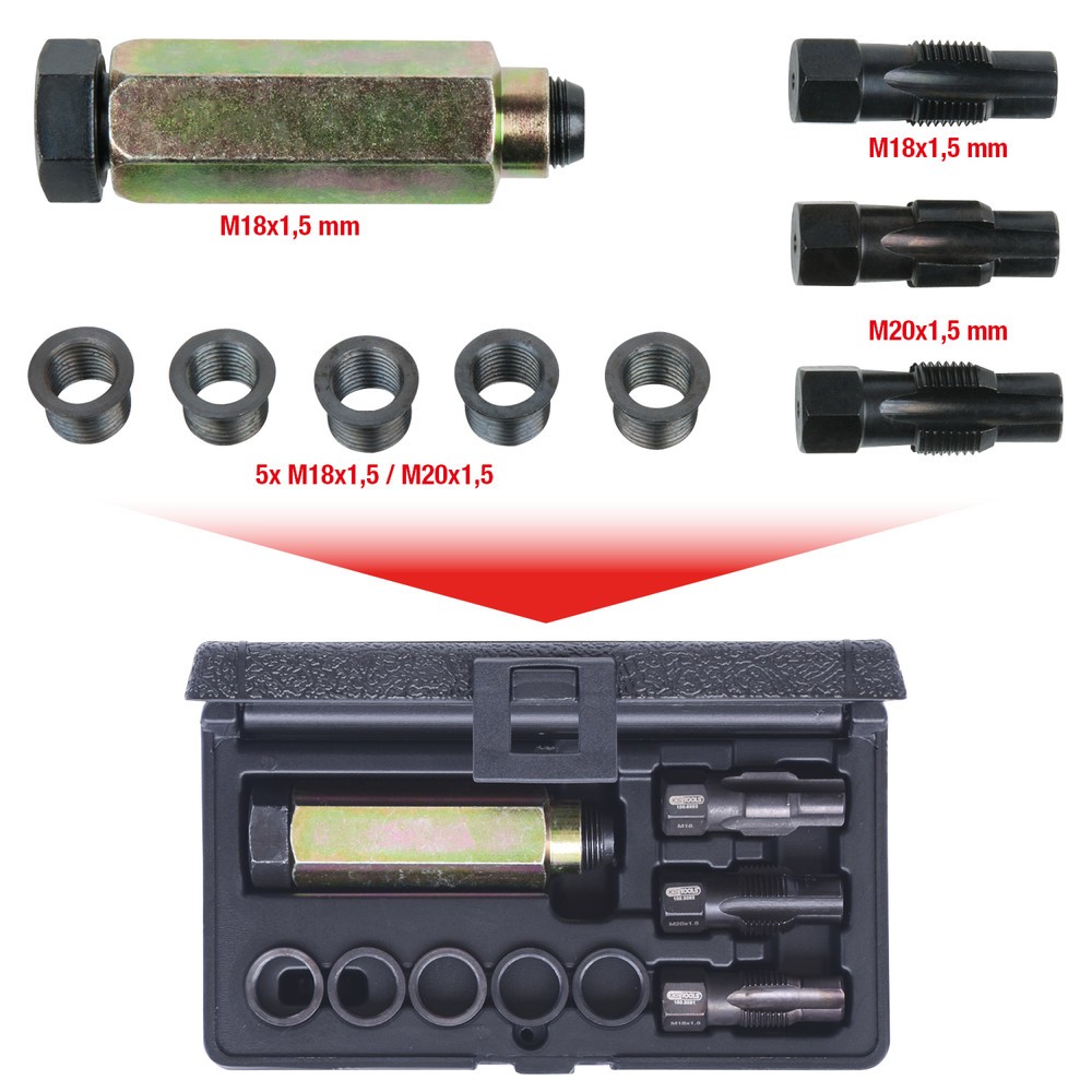 Produktabbildung Nr. 8: KS TOOLS THREADfix Reparatur-Satz M18x1,5 f.Lambdasonden,9-tlg