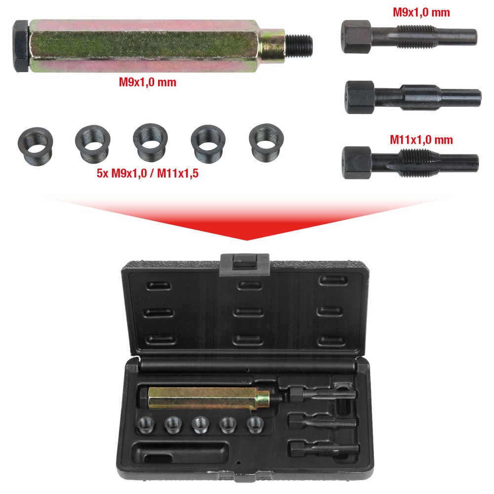 Produktabbildung Nr. 6: KS TOOLS THREADfix Reparatur-Satz M9x1 f.Glühkerzen,9-tlg