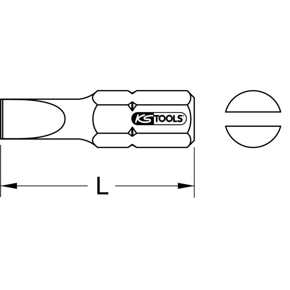 Produktabbildung: KS TOOLS 1/4" TiN Bit Schlitz, 25mm, 6,5mm