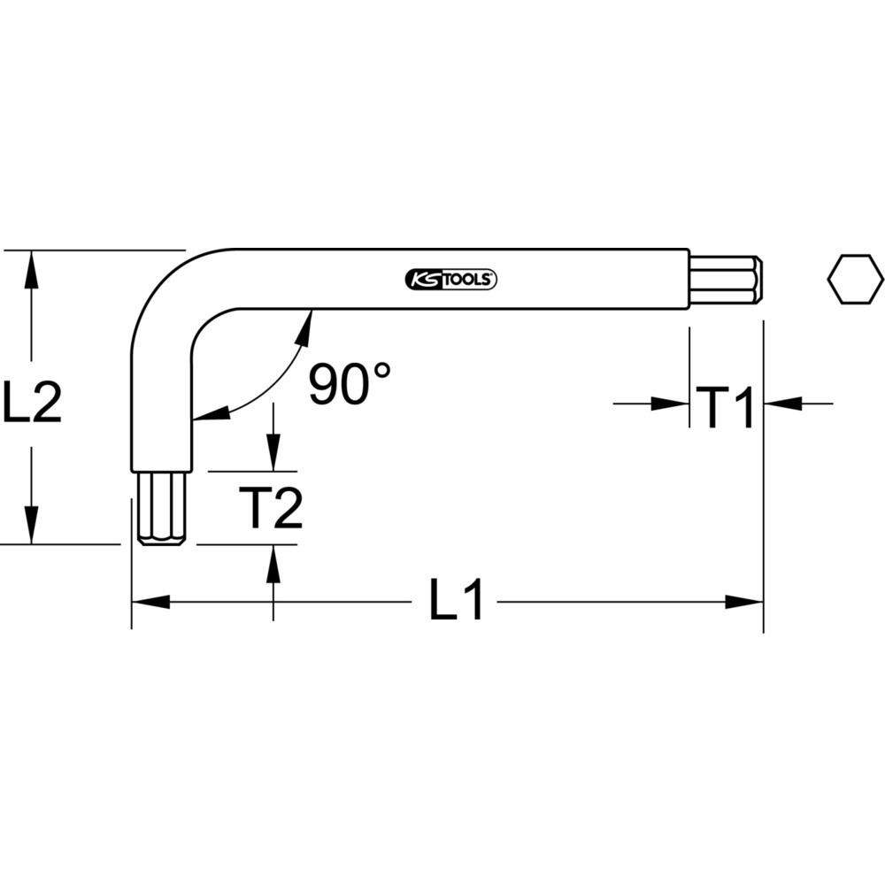 Produktabbildung: KS TOOLS TITANplus Winkelstiftschlüssel Innensechskant,3mm, 63mm lang