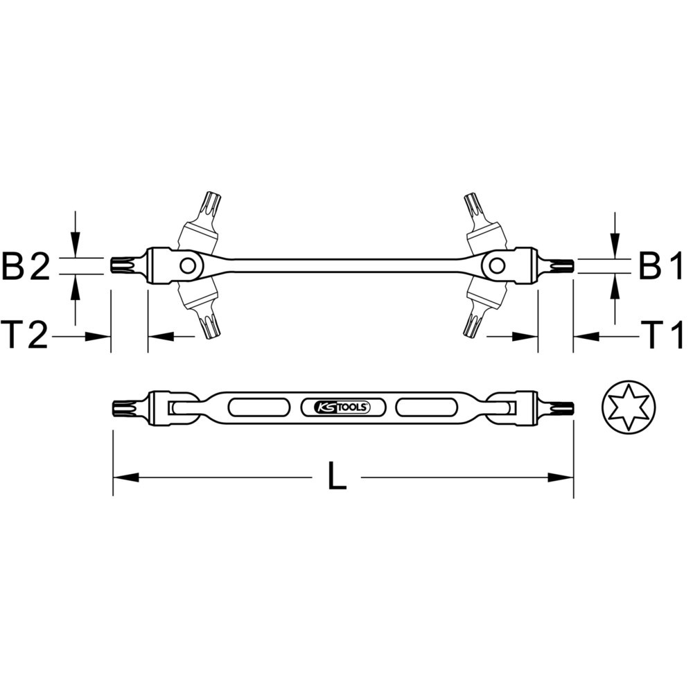 Produktabbildung Nr. 3: KS TOOLS Torx-Doppel-Gelenkschlüssel, T25xT27