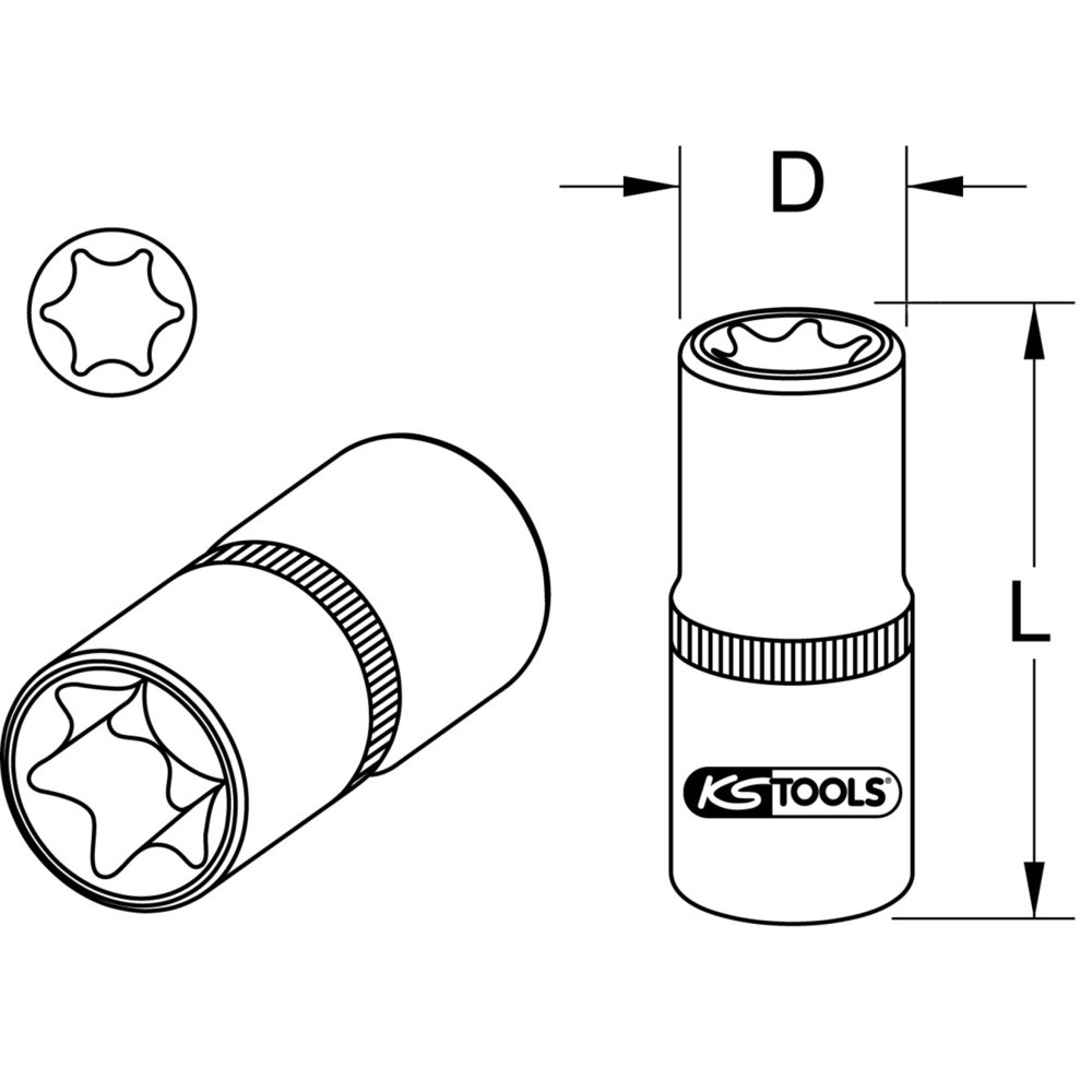 Produktabbildung Nr. 3: KS TOOLS 1/2" Torx-E-Stecknuss für Mercedes, extra kurz