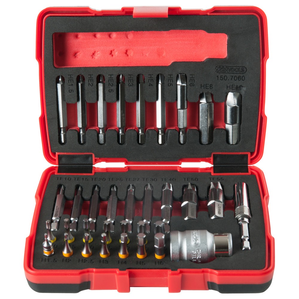 Produktabbildung Nr. 6: KS TOOLS 1/4" + 10 mm Torx- und Innensechskant-Schrauben-Ausdreher-Satz, 34-tlg