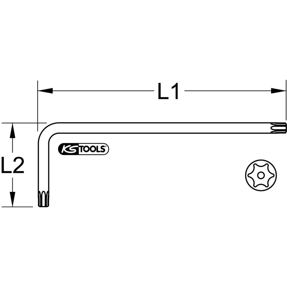 Produktabbildung Nr. 2: KS TOOLS Torx-Winkelstiftschlüssel mit Bohrung, kurz, TB6