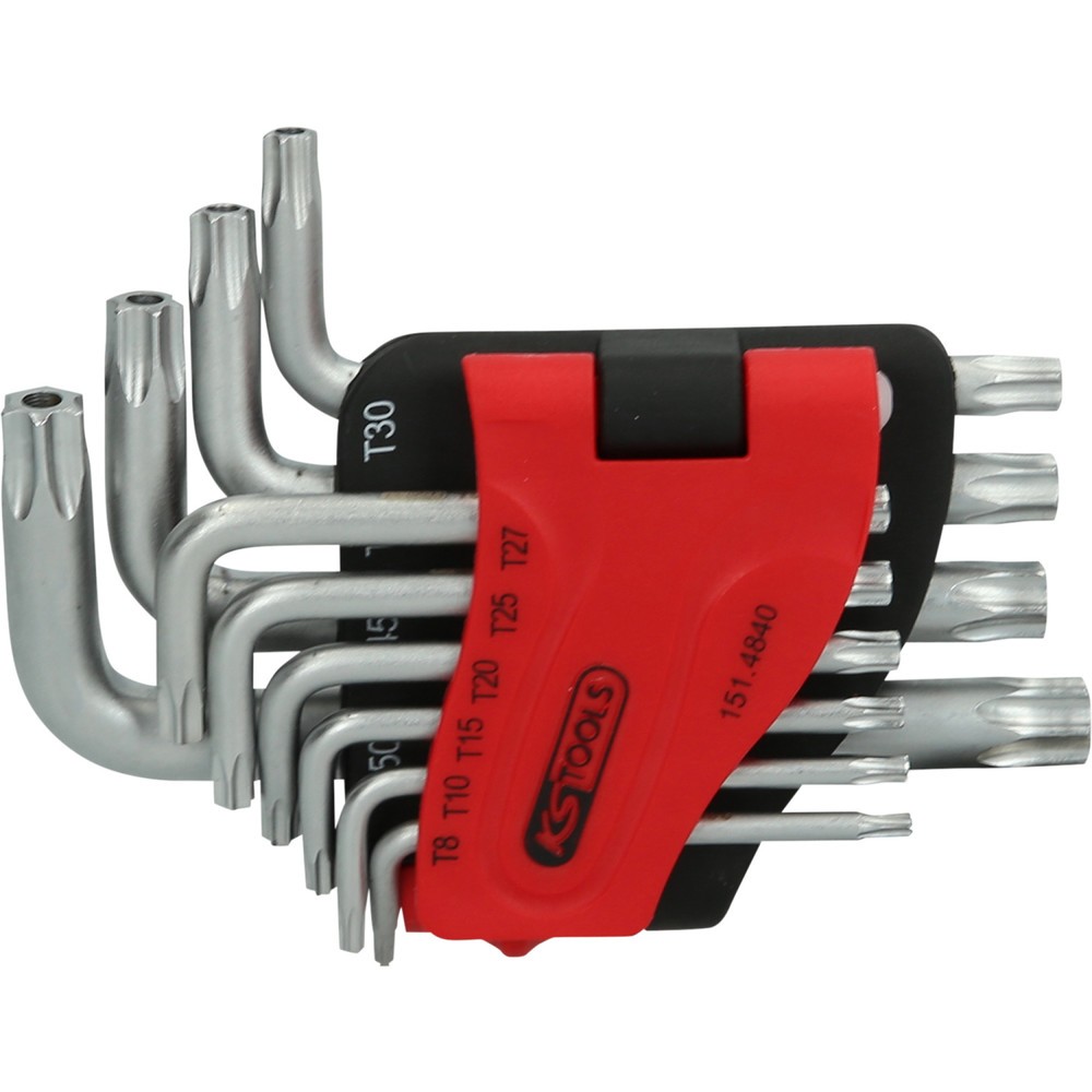Produktabbildung: KS TOOLS Torx-Winkelstiftschlüssel-Satz mit Bohrung, kurz, 10-tlg, TB8-TB50