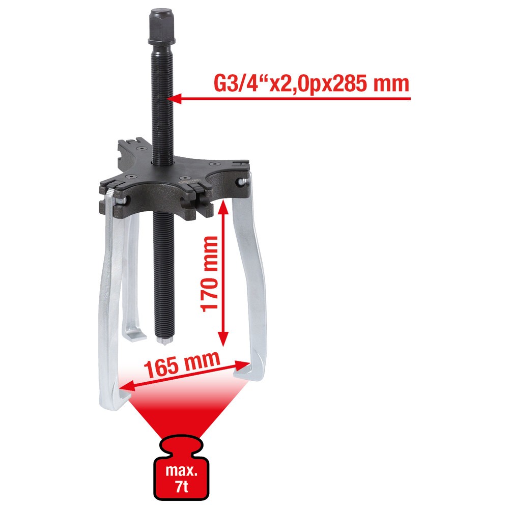 Produktabbildung Nr. 9: KS TOOLS Universal-Abzieher 2+3-armig 165mm, Gr.3, 7t