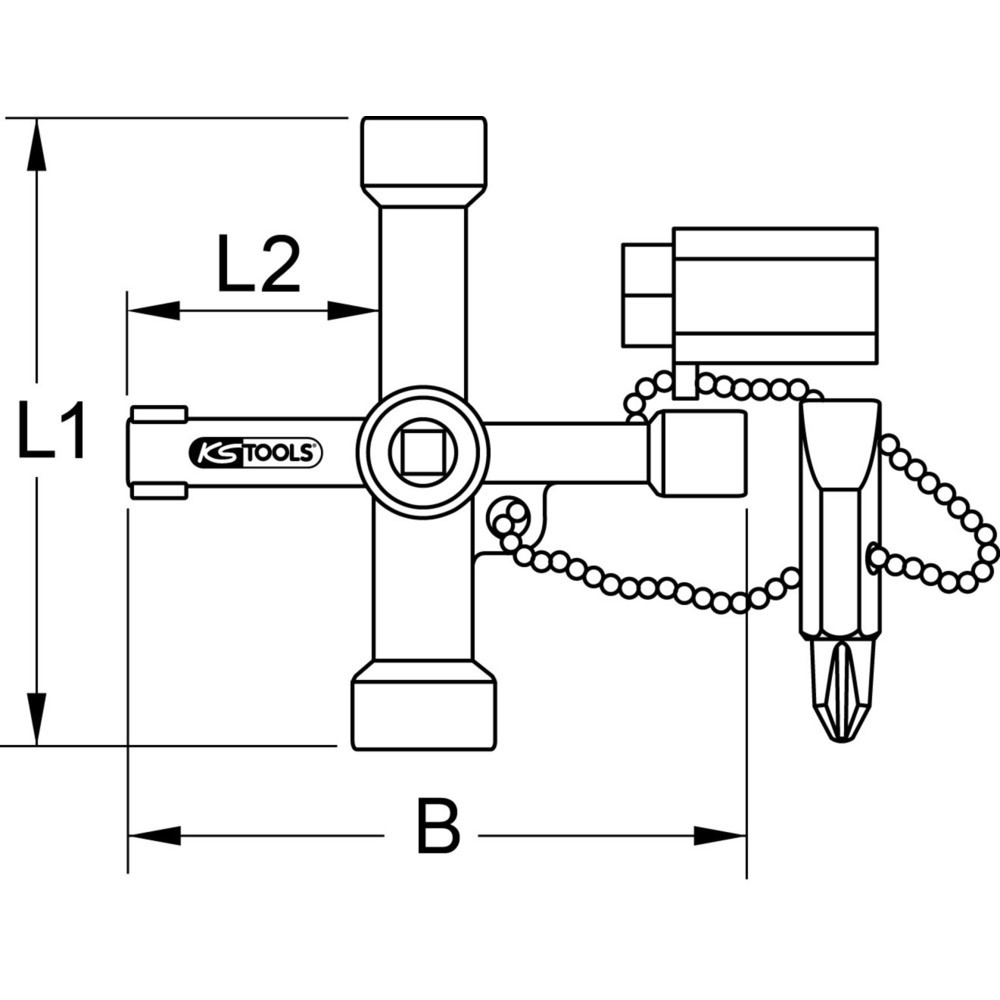 Produktabbildung: KS TOOLS Universal-Schaltschrankschlüssel, 71mm