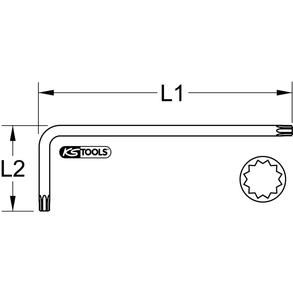 Produktabbildung: KS TOOLS Vielzahn (XZN®)-Winkelstiftschlüssel, XL, M4