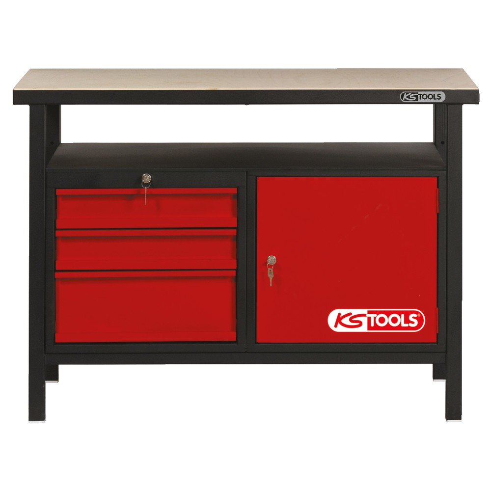 Produktabbildung Nr. 3: KS TOOLS Werkbank mit 3 Schubladen und 1 Tür, H840xB1200xT600mm
