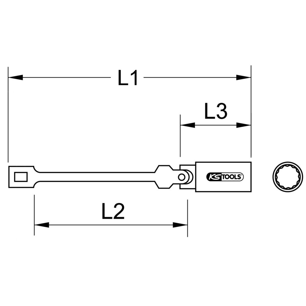 Produktabbildung Nr. 3: KS TOOLS 3/8" Zündkerzen-Stecknuss mit Gelenk, lang, 16mm