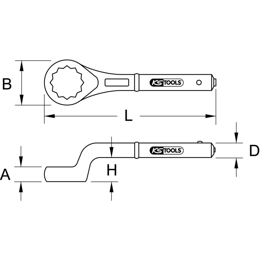 Produktabbildung Nr. 2: KS TOOLS Zugringschlüssel, gekröpft, 1.3/4"