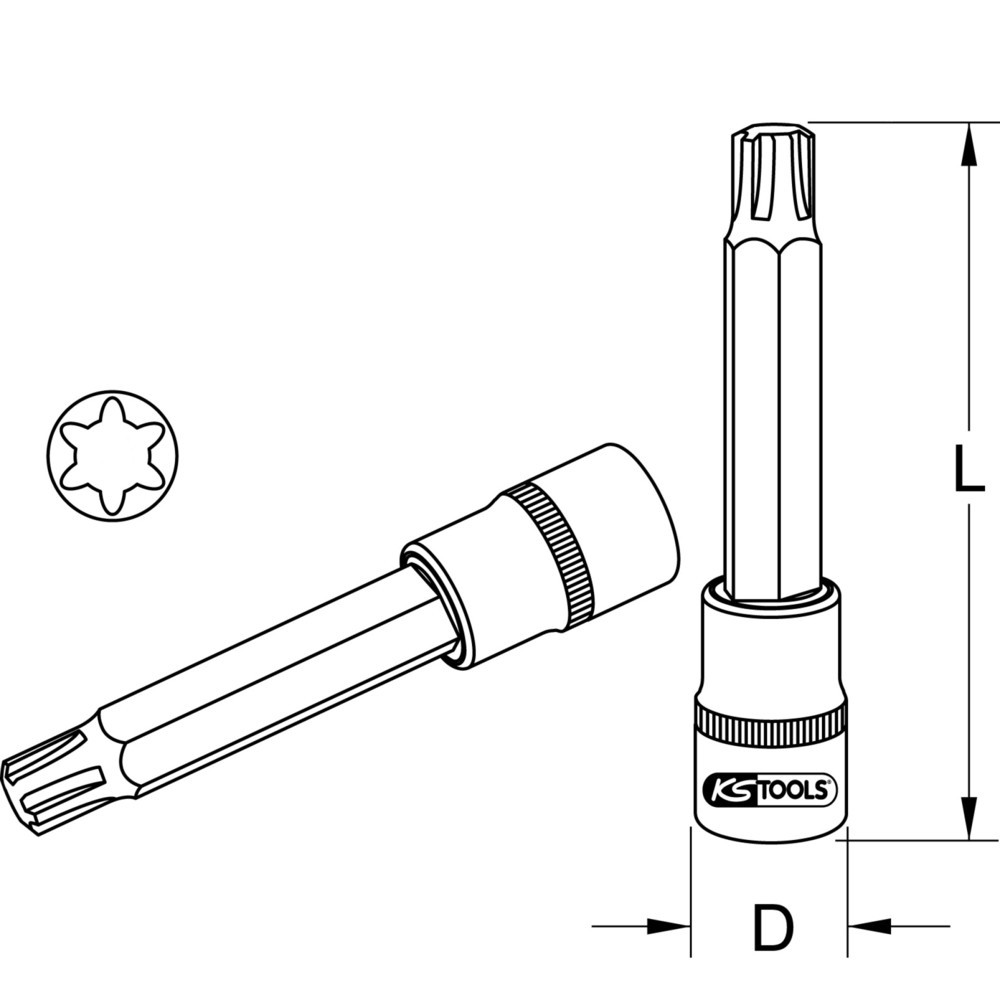 Produktabbildung Nr. 2: KS TOOLS 1/2" Bit-Stecknuss für RIBE-Schrauben, extra lang, M10