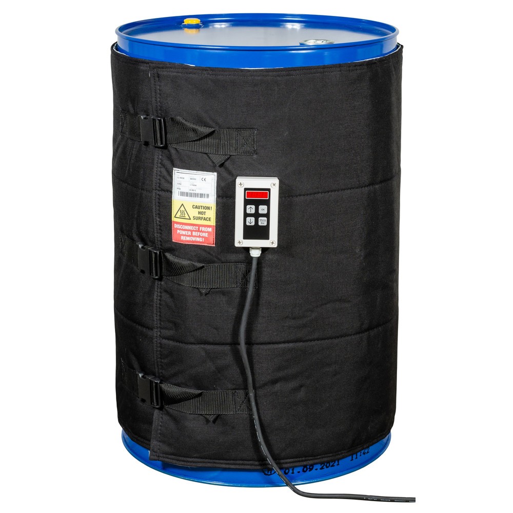 Produktabbildung: Kuhlmann Fass-Heizmanschette mit digitalem Regler, 200-220 l, 0-90ºC, 230 V, 1.200 W, LxH 1.990 x 800 mm