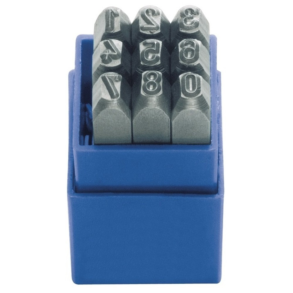 Produktabbildung: KUKKO Schlagzahlensatz 328 9-tlg.Zahlen 0-9 Schrift-H.2mm in Ku.-Box