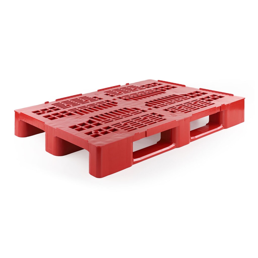 Kunststoffpalette, 1200x800x145 mm, rot Produktabbildung: Kunststoffpalette, 1200x800x145 mm, rot