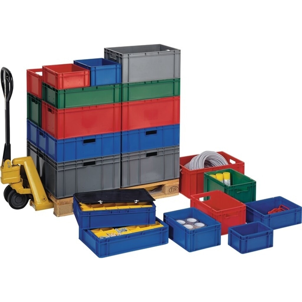 Produktabbildung: LA-KA-PE Eurobox, rot PP, L300xB200xH145mm, Seitenwände geschlossen
