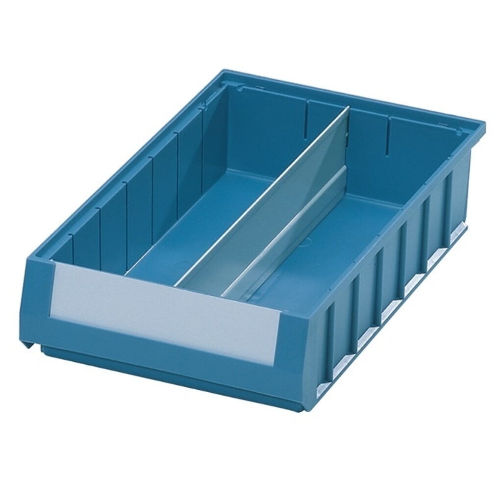 Produktabbildung: Längsteiler, Stahlblech grau, für Regalkasten L 400 x H 90 mm, 10St./Btl.