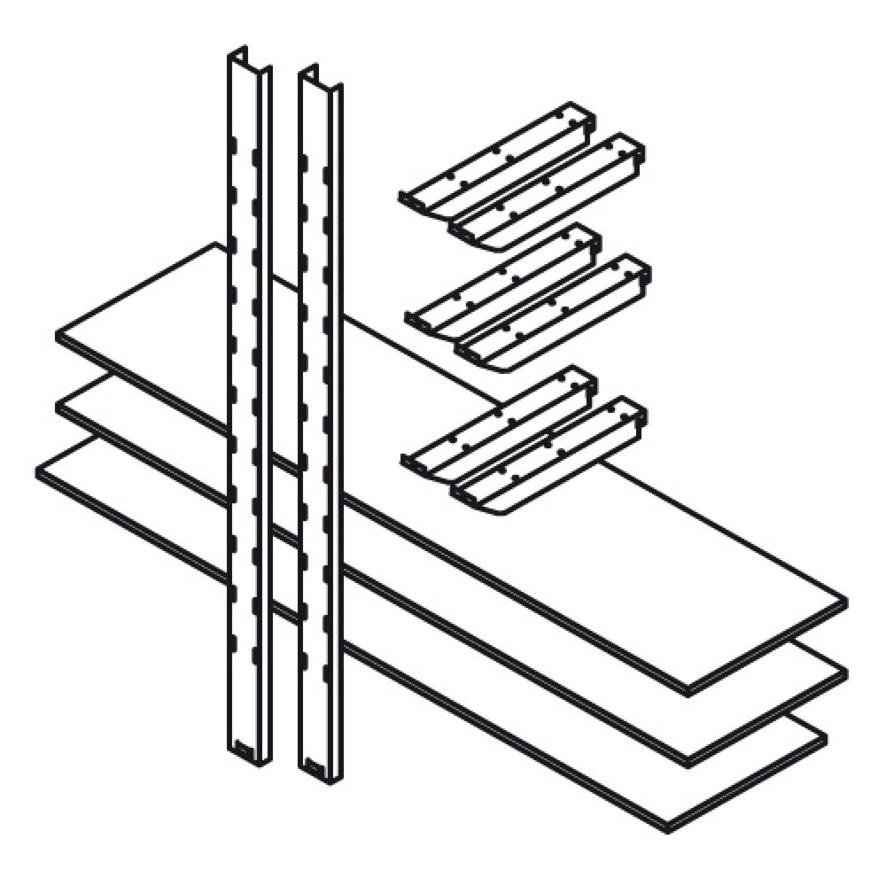 Produktabbildung: Lagerregal für FLADAFI® Materialcontainer, 3 Böden à 1.000 x 500 mm
