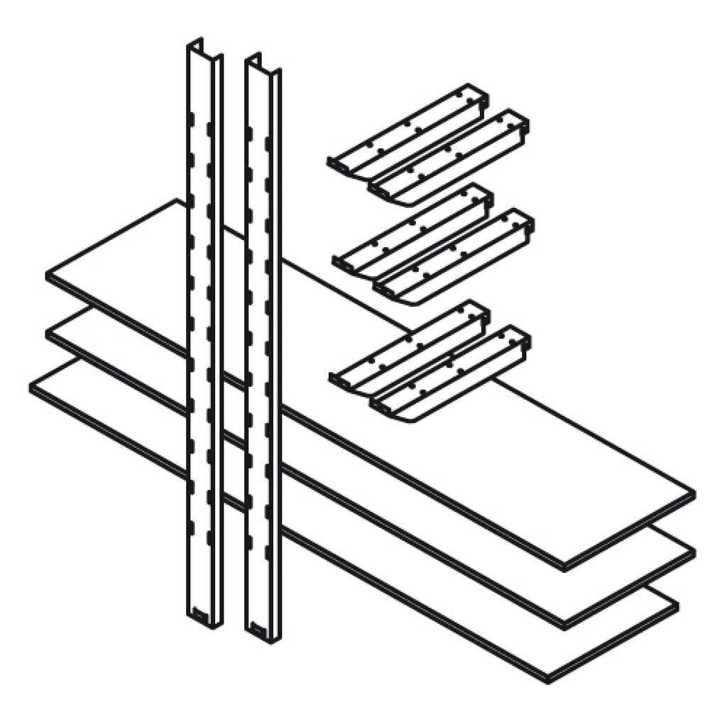 Produktabbildung: Lagerregal für FLADAFI® Materialcontainer, 3 Böden à 2.000 x 500 mm