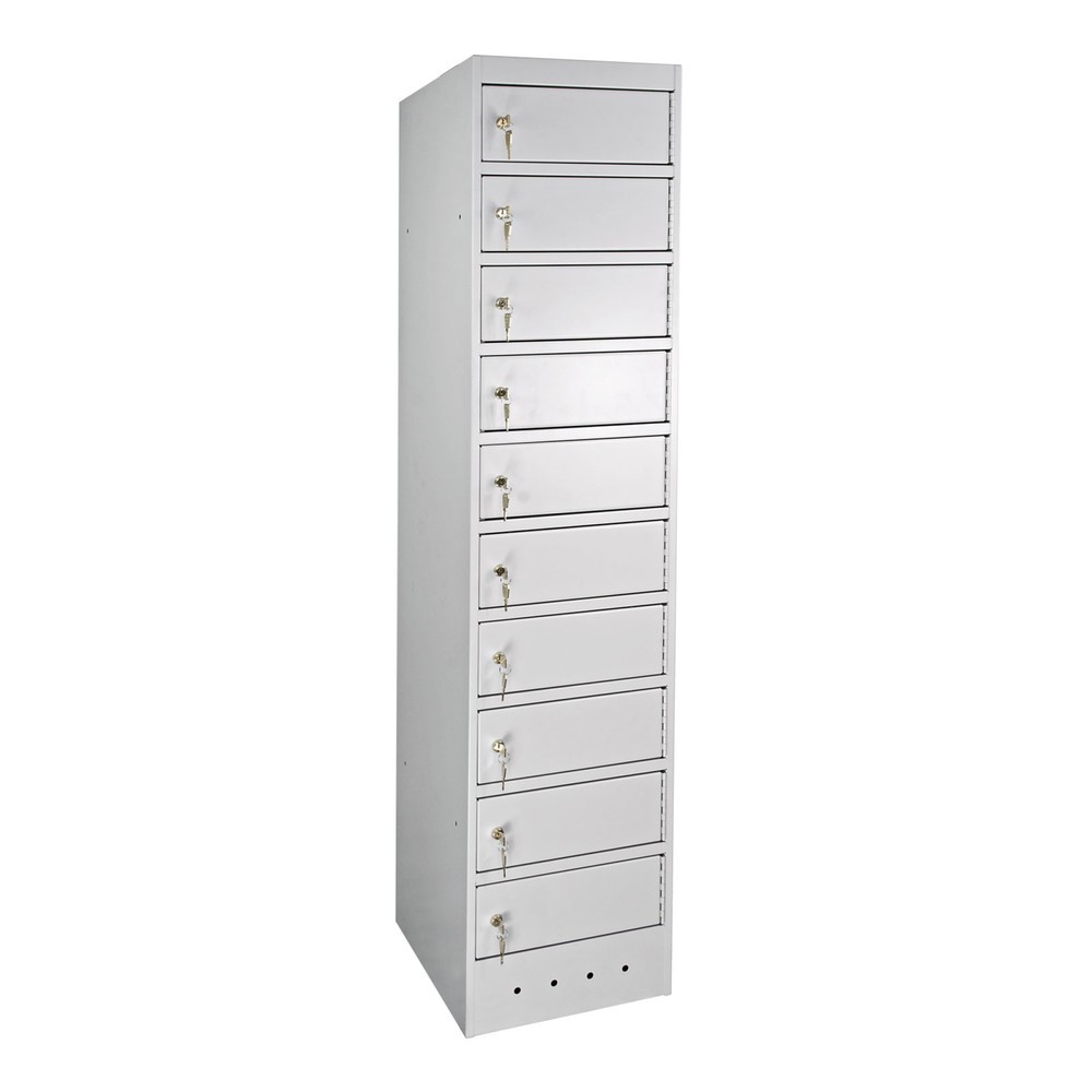Produktabbildung: Laptop-Schließfachschrank, HxBxT 1.800 x 400 x 500 mm, 10 Fächer inkl. Stromversorgung