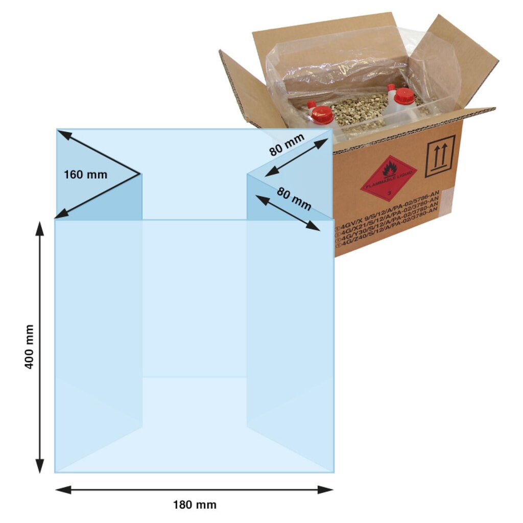 Produktabbildung: LDPE-Seitenfaltensack,180+160x400mm (B + Seitenfalte x L ), 150 μ, transparent, 1 VE = 100 Stk