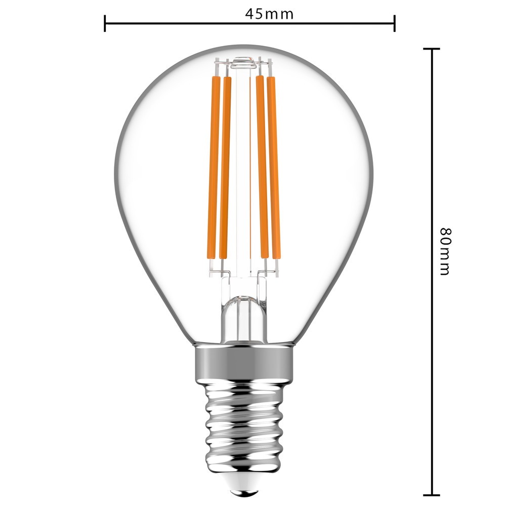 Produktabbildung Nr. 4: LED Filament Leuchtmittel - Globe G45 E14 4,5W 470lm 2700K klar 330°