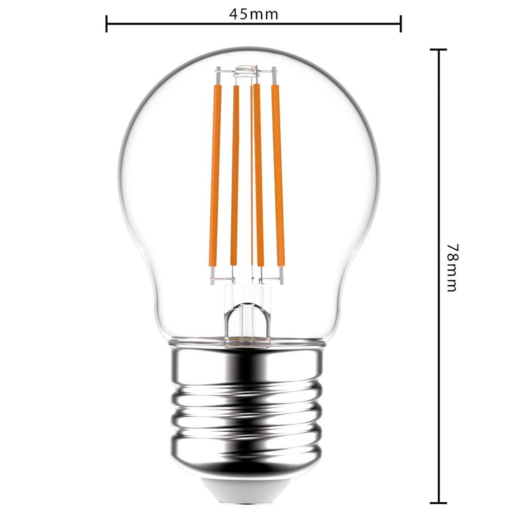 Produktabbildung Nr. 4: LED Filament Leuchtmittel - Globe G45 E27 4,5W 470lm 2700K klar 330°