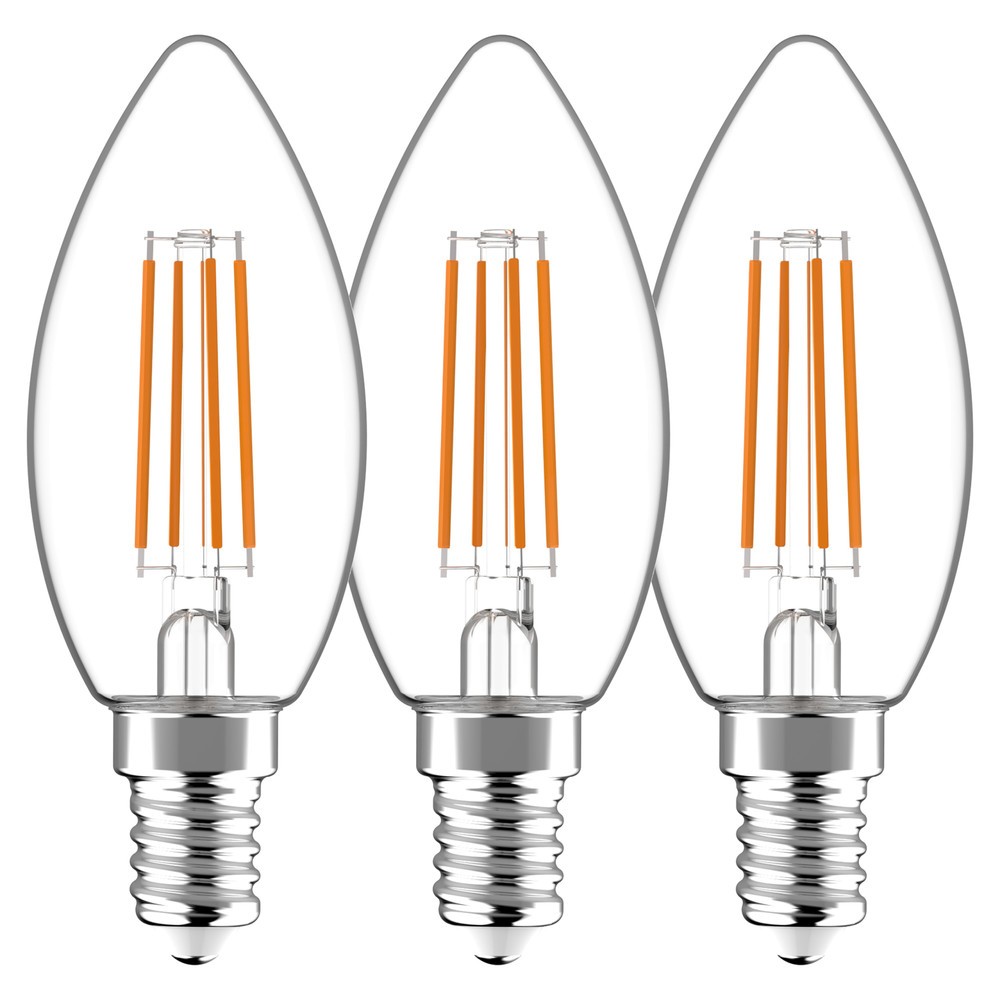 Produktabbildung: LED Filament Leuchtmittel - Kerze C35 E14 4,5W 470lm 2700K klar 330° - 3er-Pack