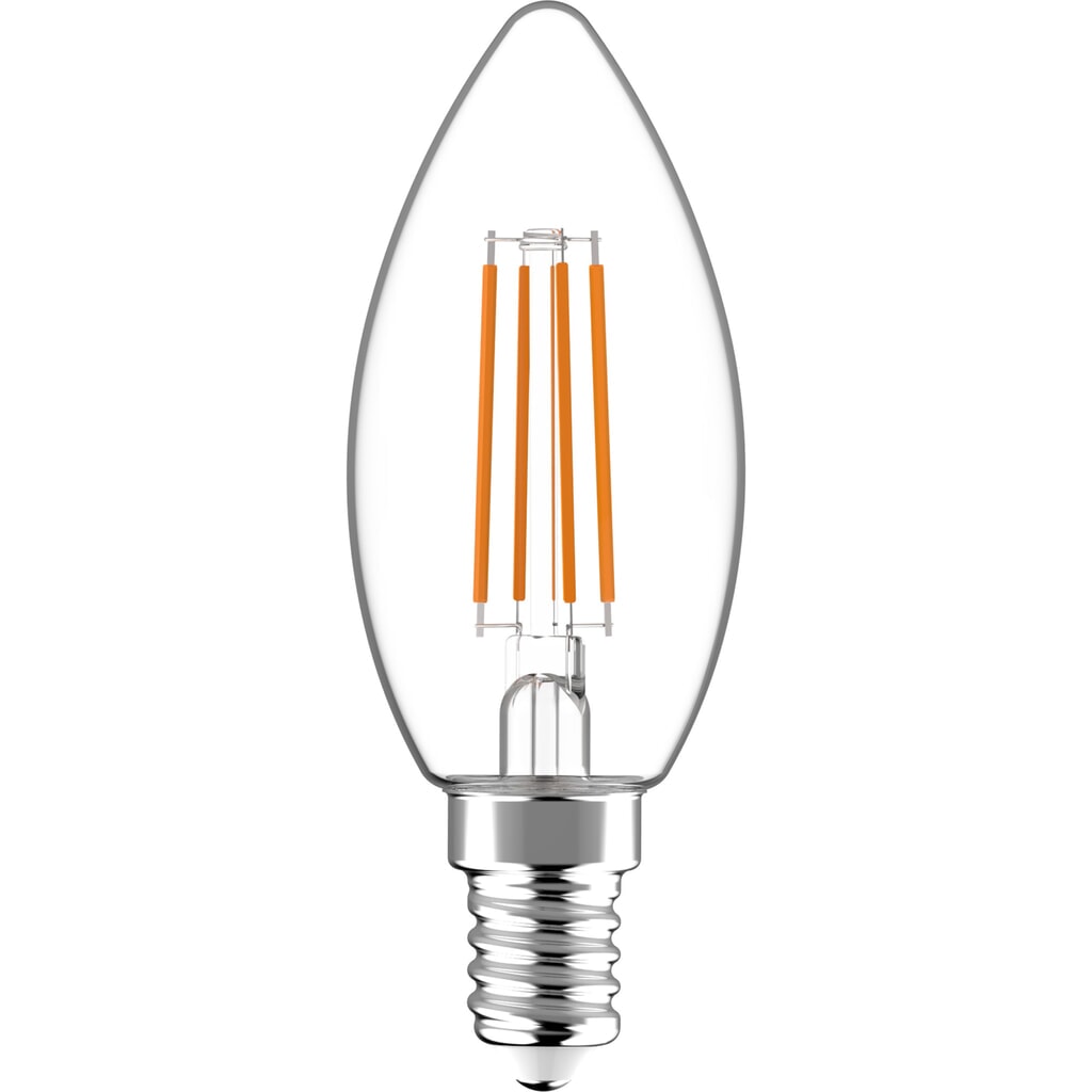 Produktabbildung: LED Filament Leuchtmittel - Kerze C35 E14 4,5W 470lm 2700K klar 330° dimmbar