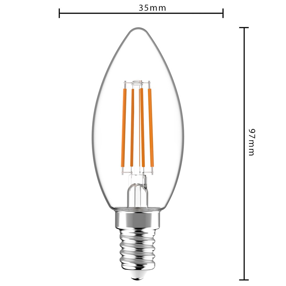 Produktabbildung Nr. 4: LED Filament Leuchtmittel - Kerze C35 E14 4,5W 470lm 2700K klar 330°