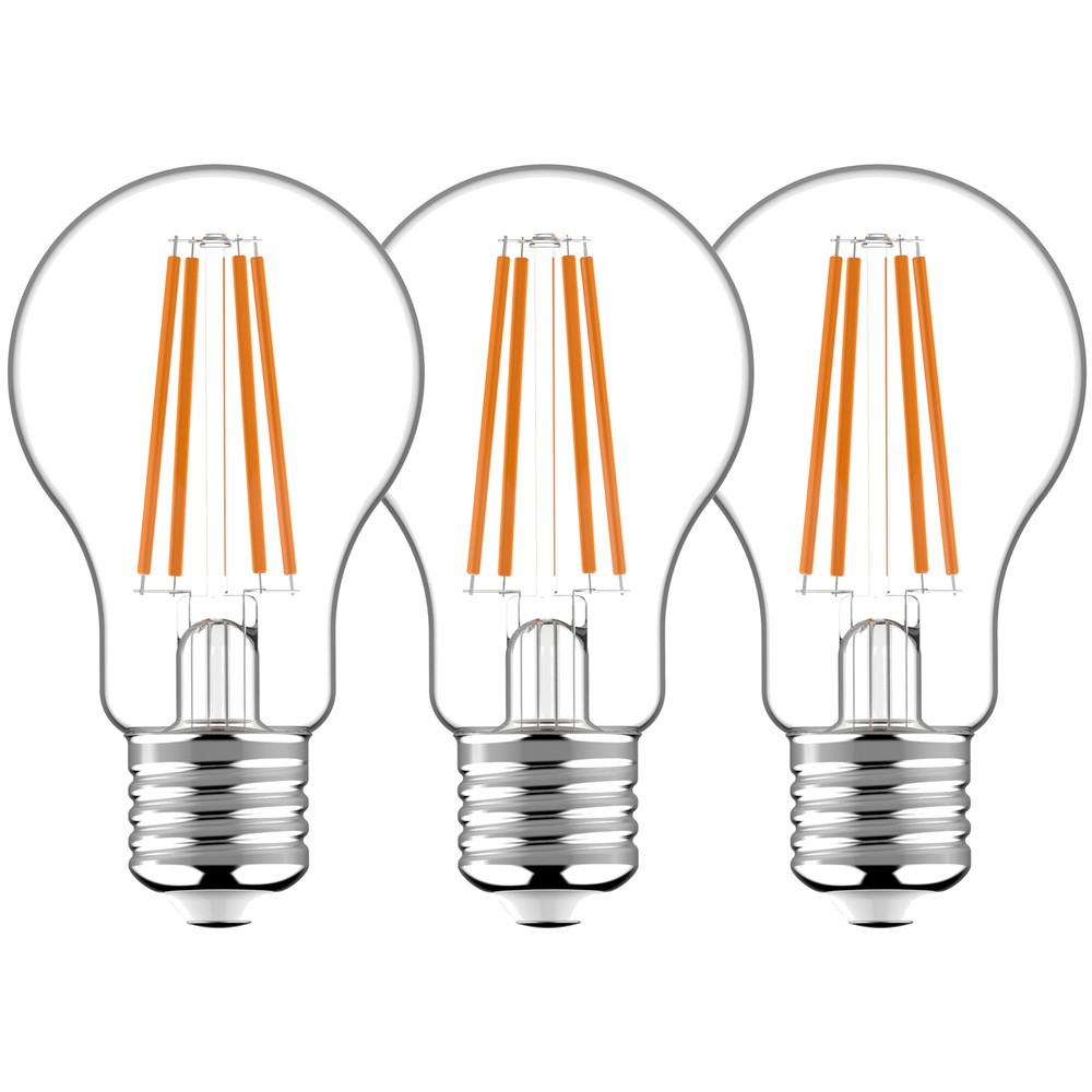 Produktabbildung: LED Filament Leuchtmittel - Klassisch A60 E27 7W 806lm 2700K klar 330° - 3er-Pack